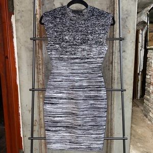 Alexander Wang Black & White Bandage Striped Dress